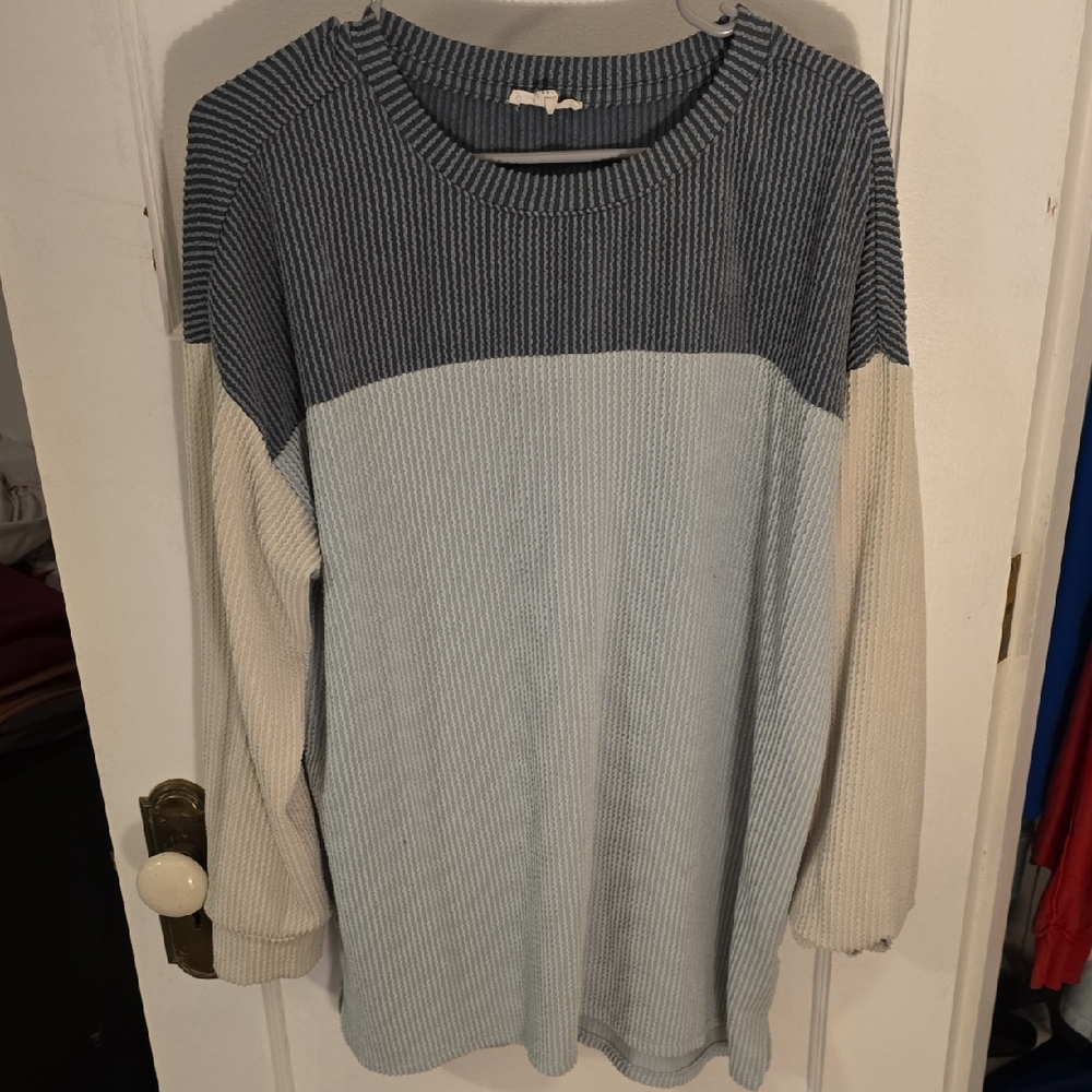 Maurices Striped Blue and Cream Sweater